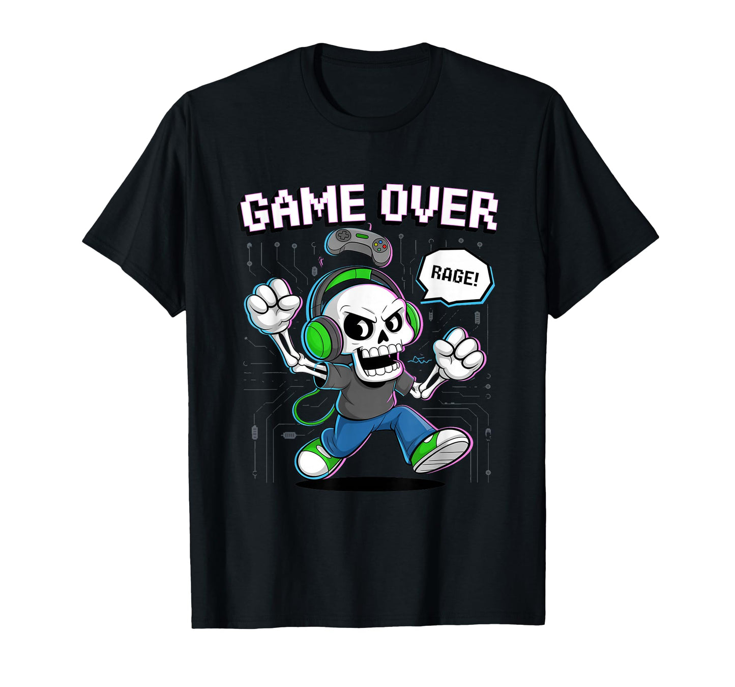 Funny Halloween Skeleton Gamer T-Shirt
