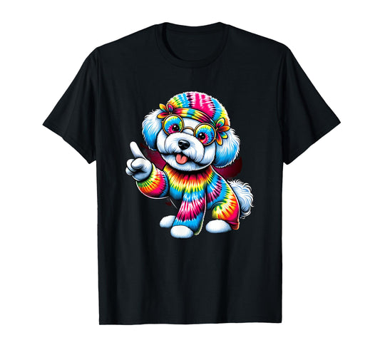 Peace Sign Tie Dye Bichon Frise Dog Men Women Kids T-Shirt