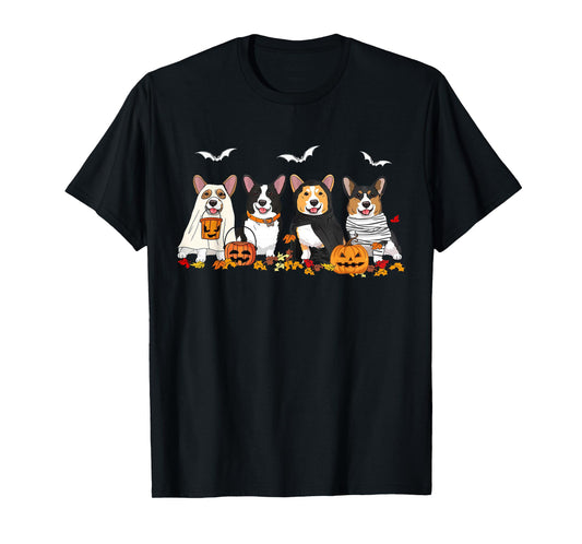 Corgi Dog Ghost Witch Pumpkin Halloween Costume Dog Lover T-Shirt