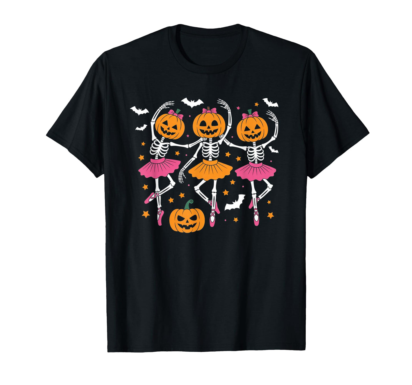 Girls Halloween Ballet Skeleton Pumpkin Skeleton Women Gifts T-Shirt