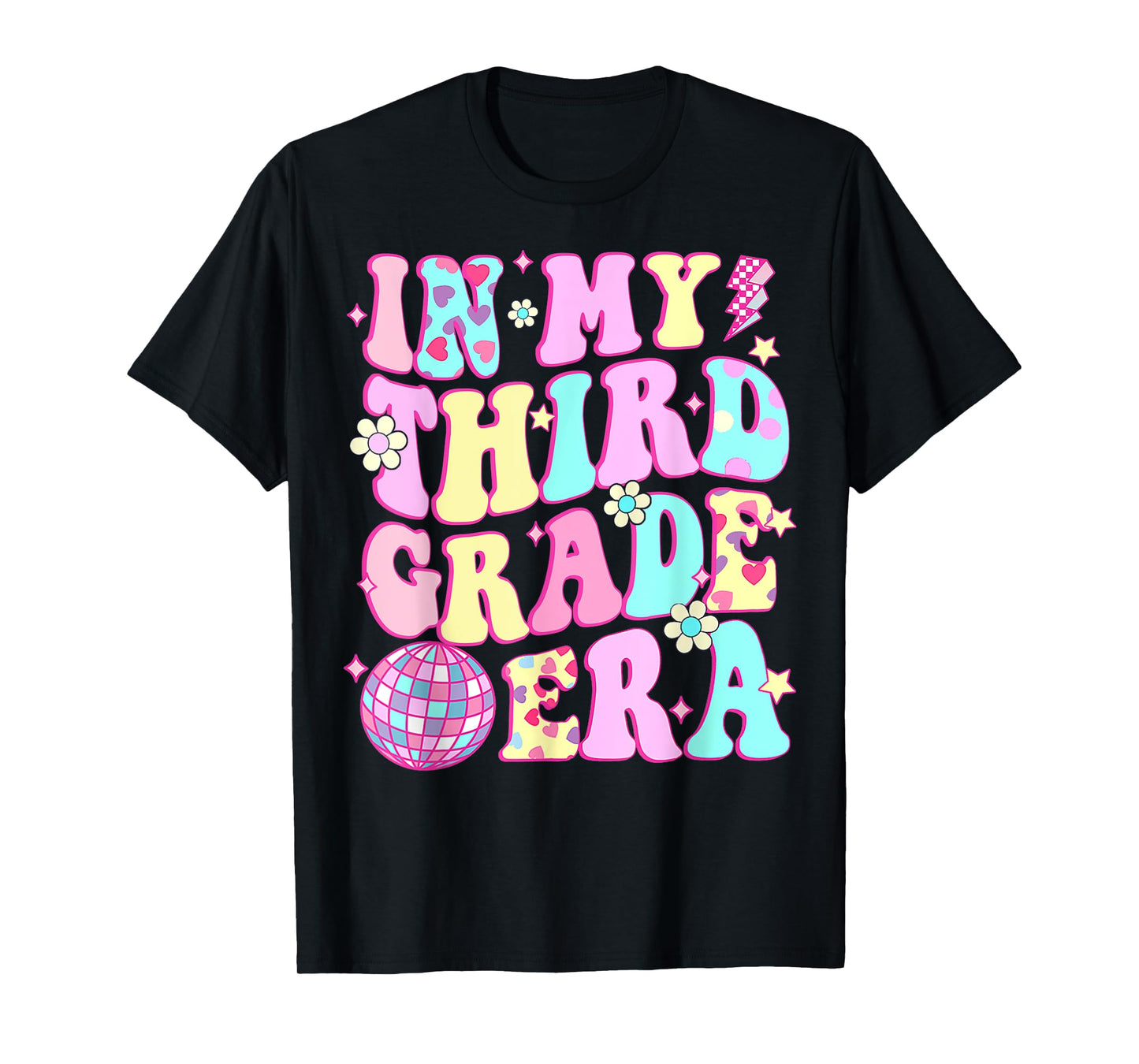 Retro Groovy Back To School In My Third Grade Era Girls Kids T-Shirt