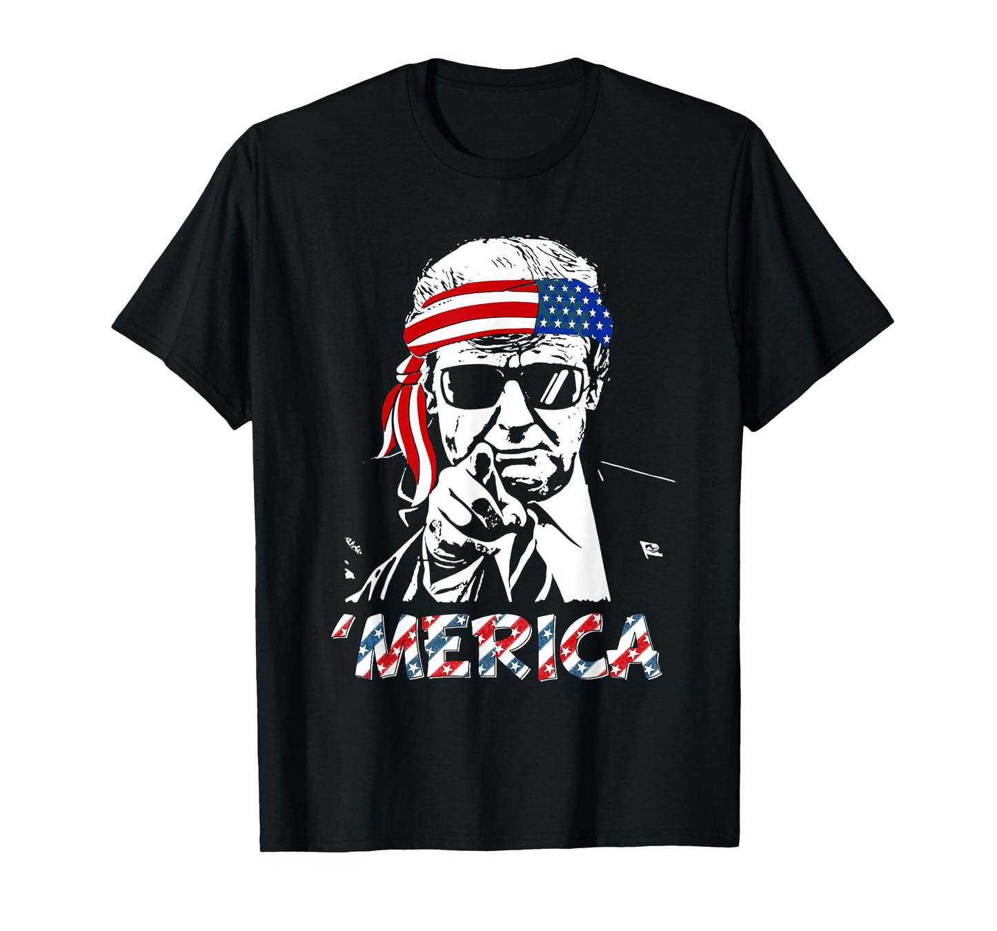 'MERICA TRUMP Happy 4th Of July Trump American Flag T-Shirt for Women Men