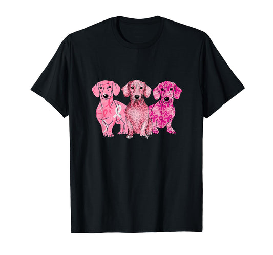 Breast Cancer Dachshunds Pink Dachshunds Ribbon Doxie's T-Shirt