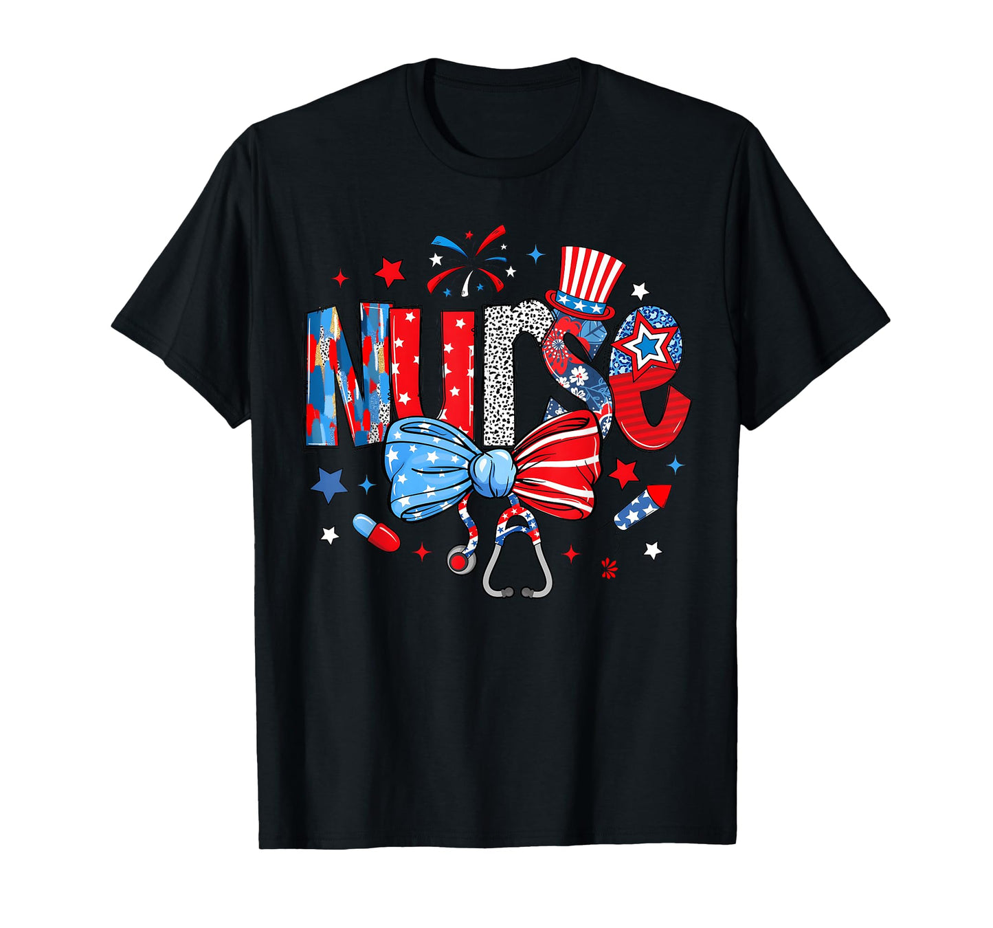 4th Of July Nurse American Flag Fourth Of July Independence T-Shirt
