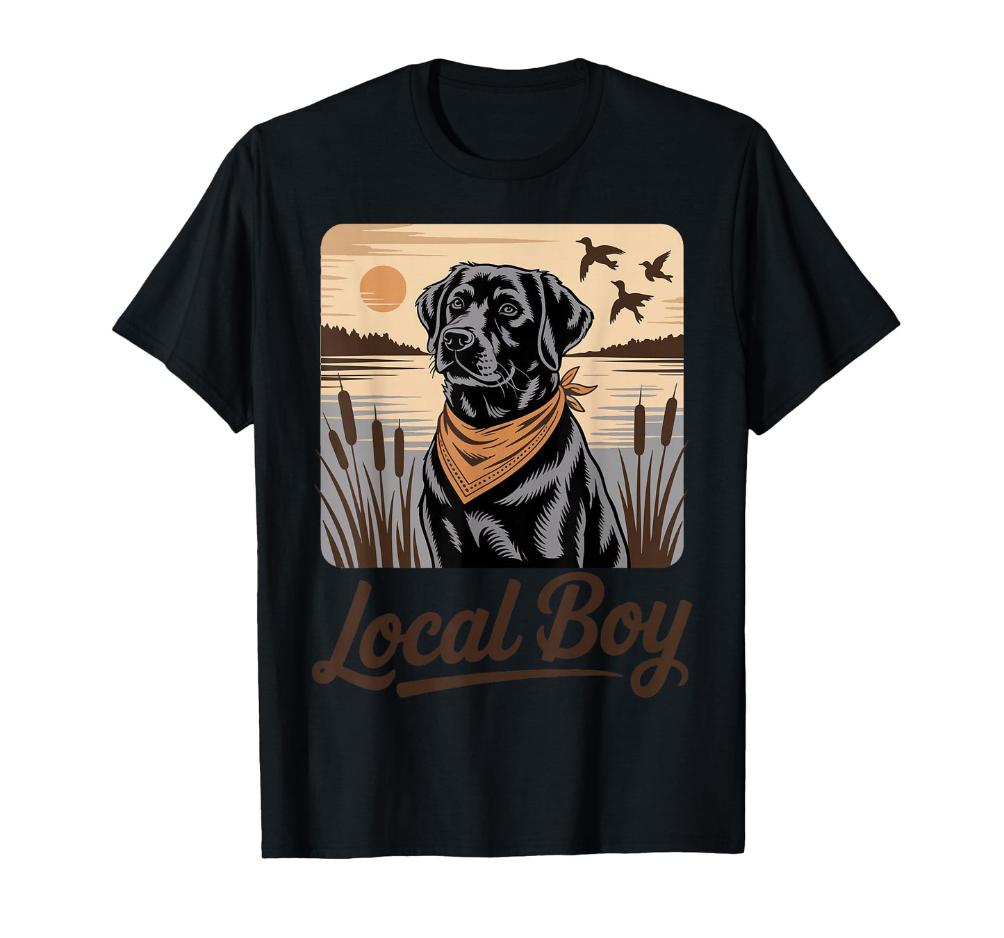 Local Boy Black Labrador Retro Vintage Sunset Southern Boy T-Shirt