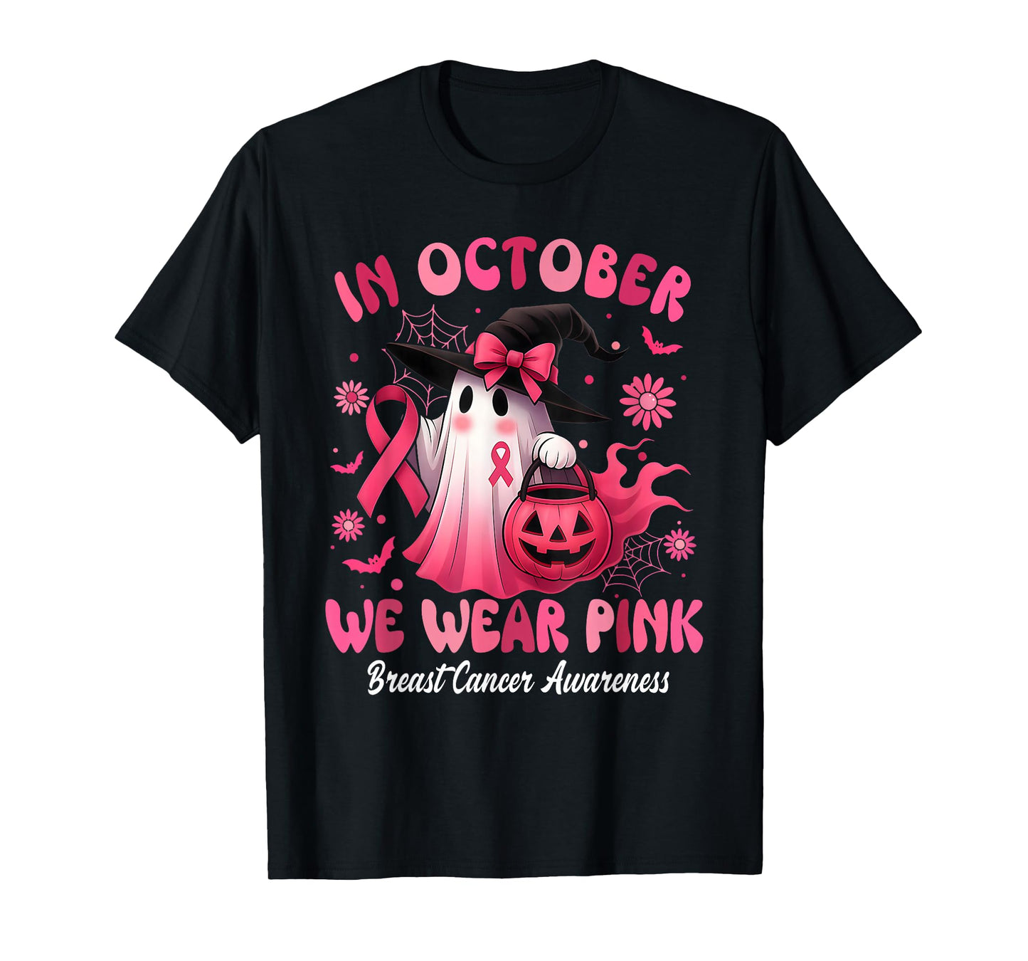 Breast Cancer Women Halloween in October We Wear Pink T-Shirt