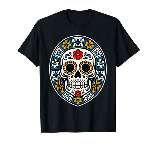 De Los Muertos Sugar Skull Skeleton Flower Halloween Costume T-Shirt