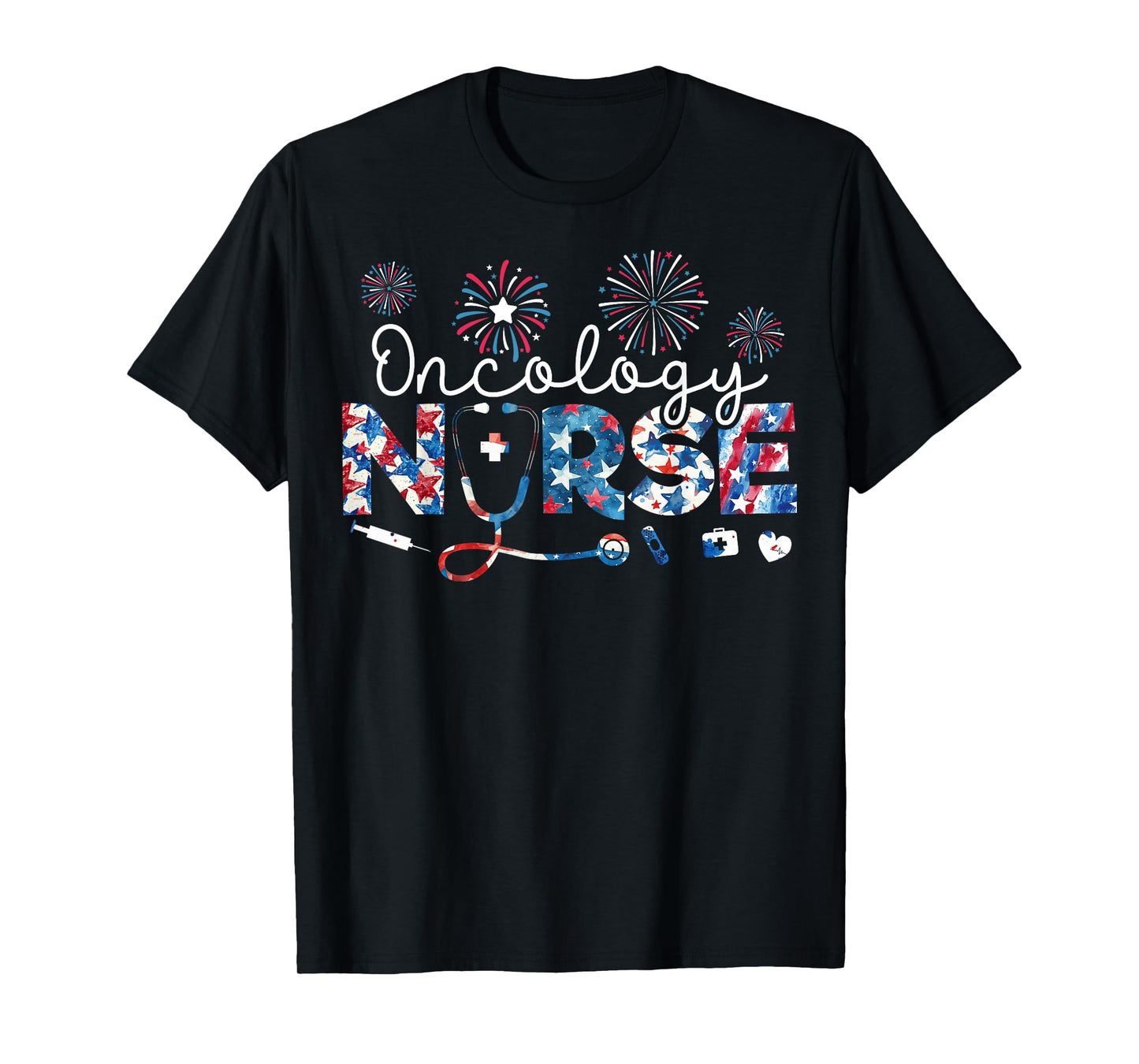 Oncology Nurse American Flag USA Patriotic 4th of July T-Shirt