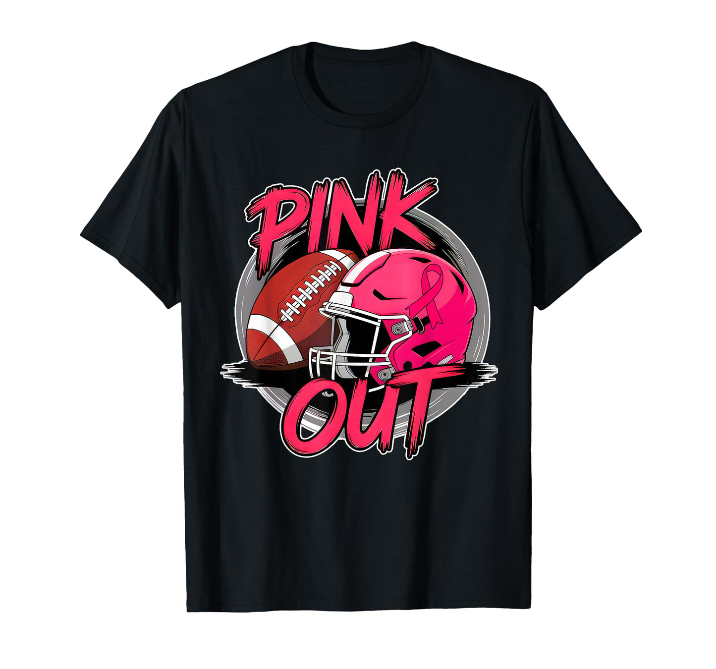 Pink Out Football Breast Cancer Awareness Pink Warrior T-Shirt