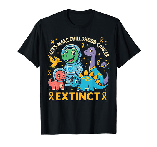 Dinosaur Childhood Cancer Awareness Make Cancer Extinct T-Shirt