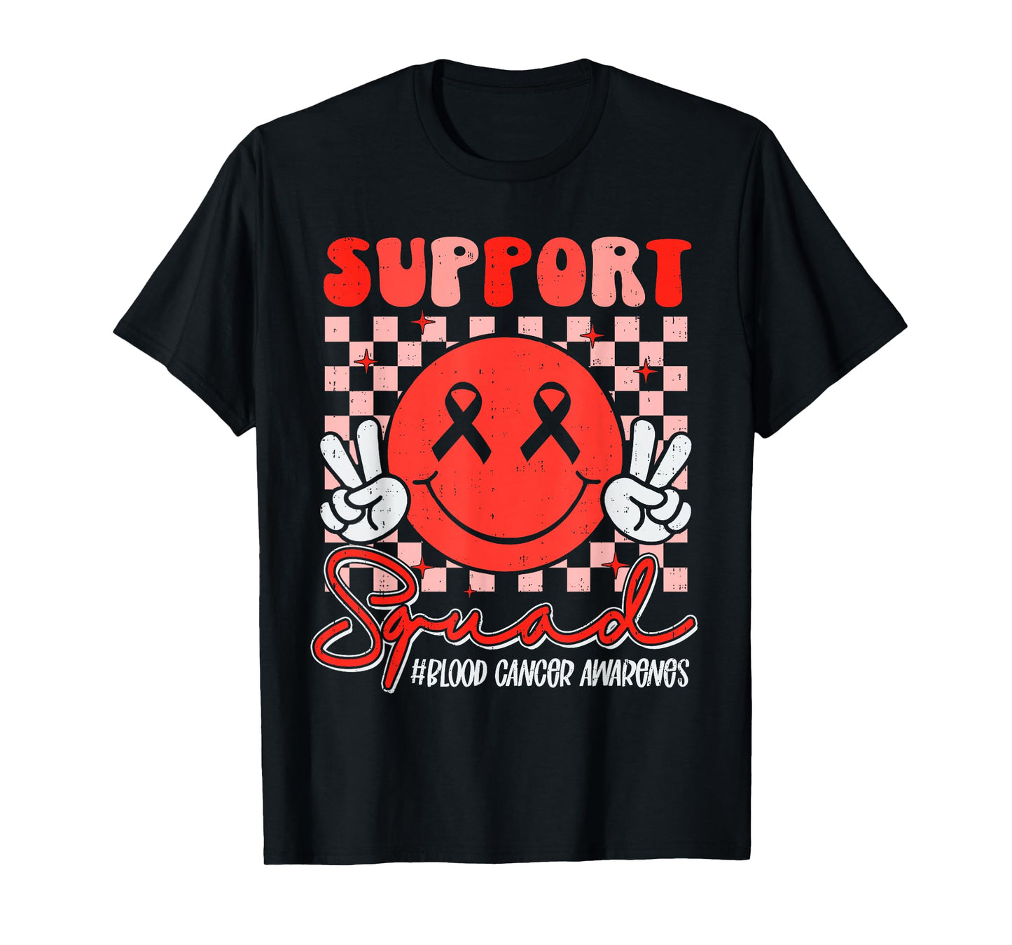 Blood Cancer Awareness Smile Ribbon Red Support Boy Kid Girl T-Shirt