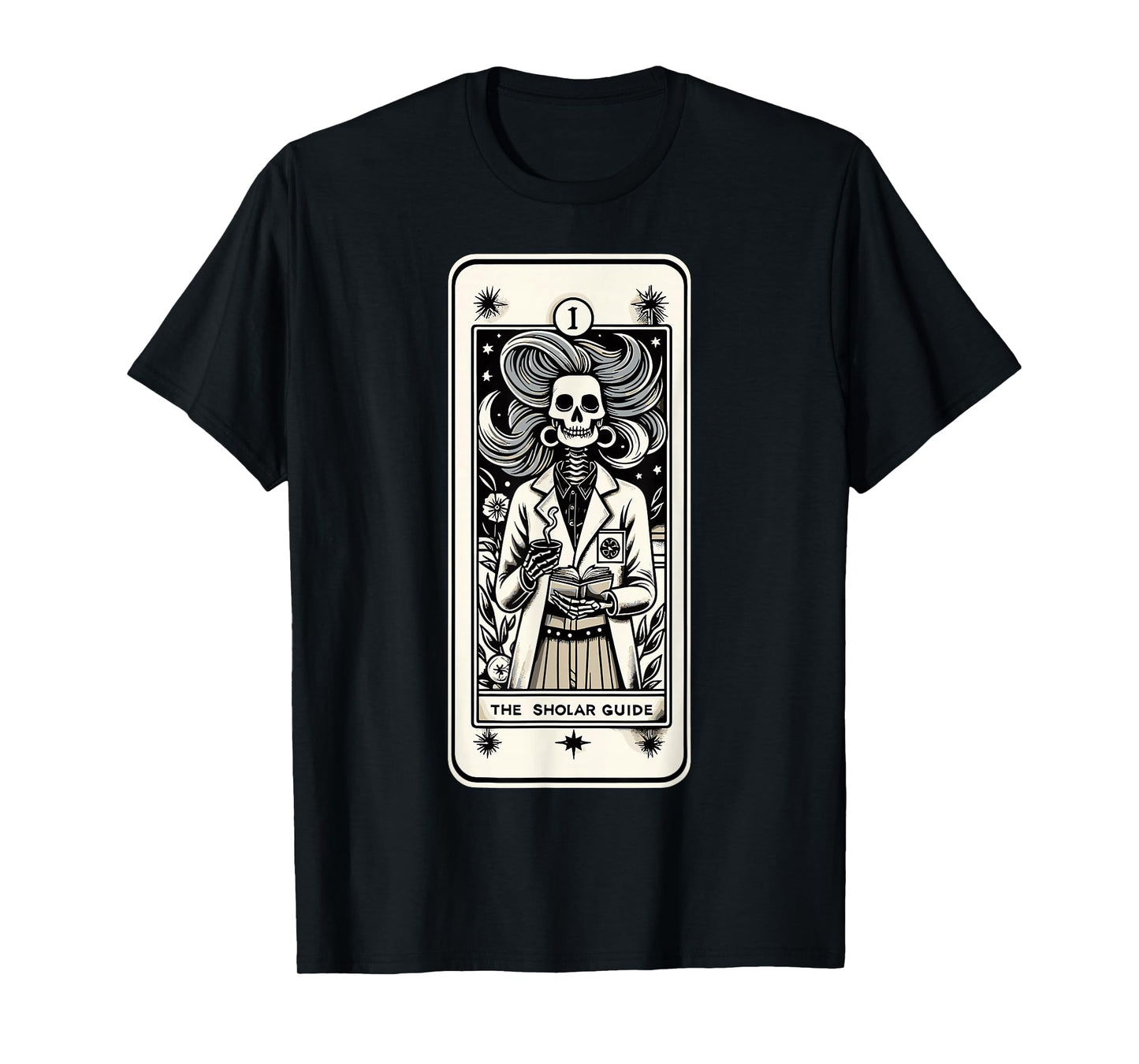 Skeleton Scientist Gothic Tarot Celestial Teacher T-Shirt