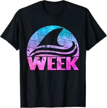 Retro Shark Fin Week 2024 Shark Lover Ocean Wildlife Tie Dye T-Shirt