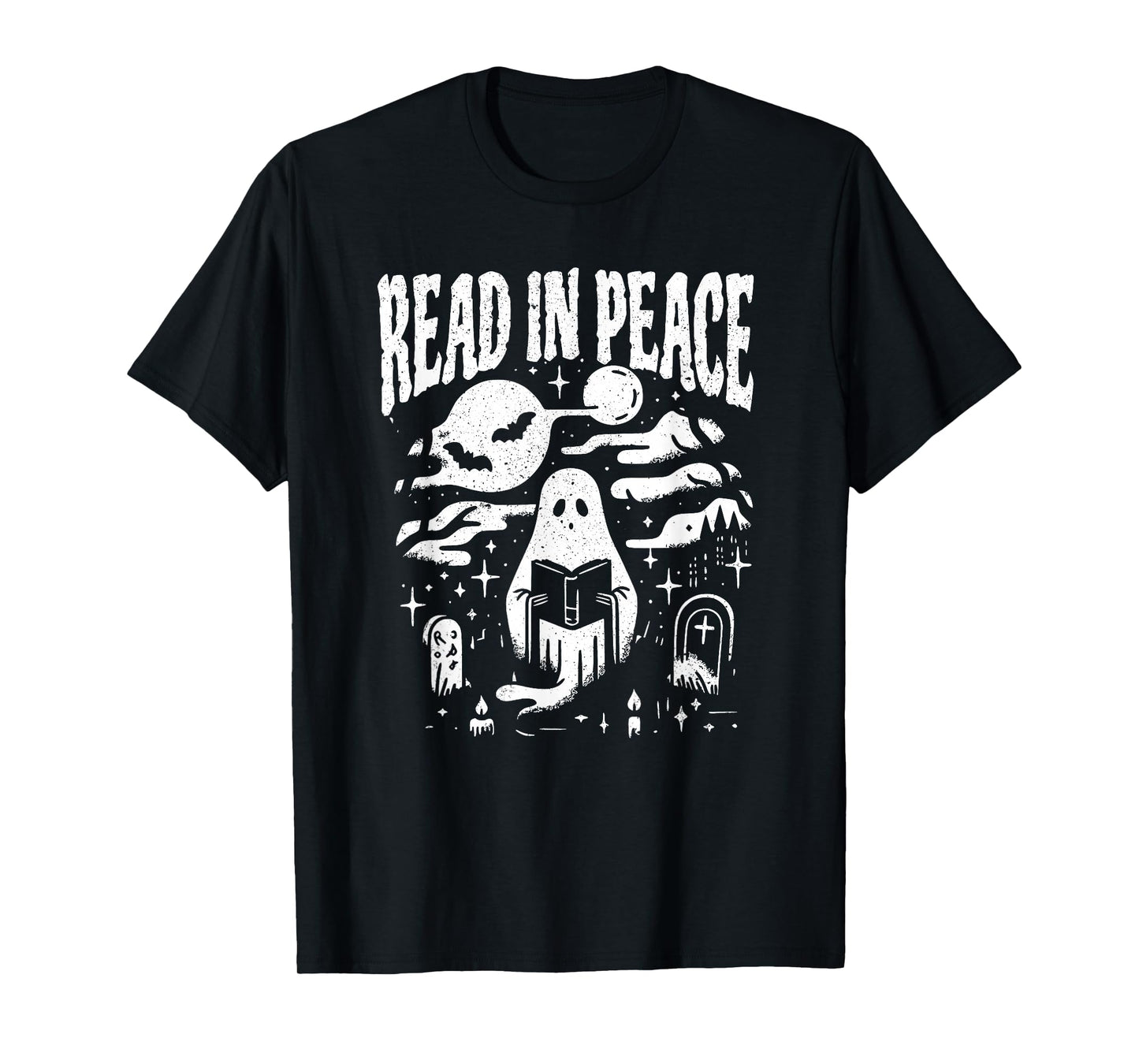 Read in Peace Skeleton Reading Book Halloween Bookish T-Shirt