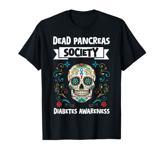 Dead Pancreas Society Diabetes Awareness Halloween Skeleton T-Shirt