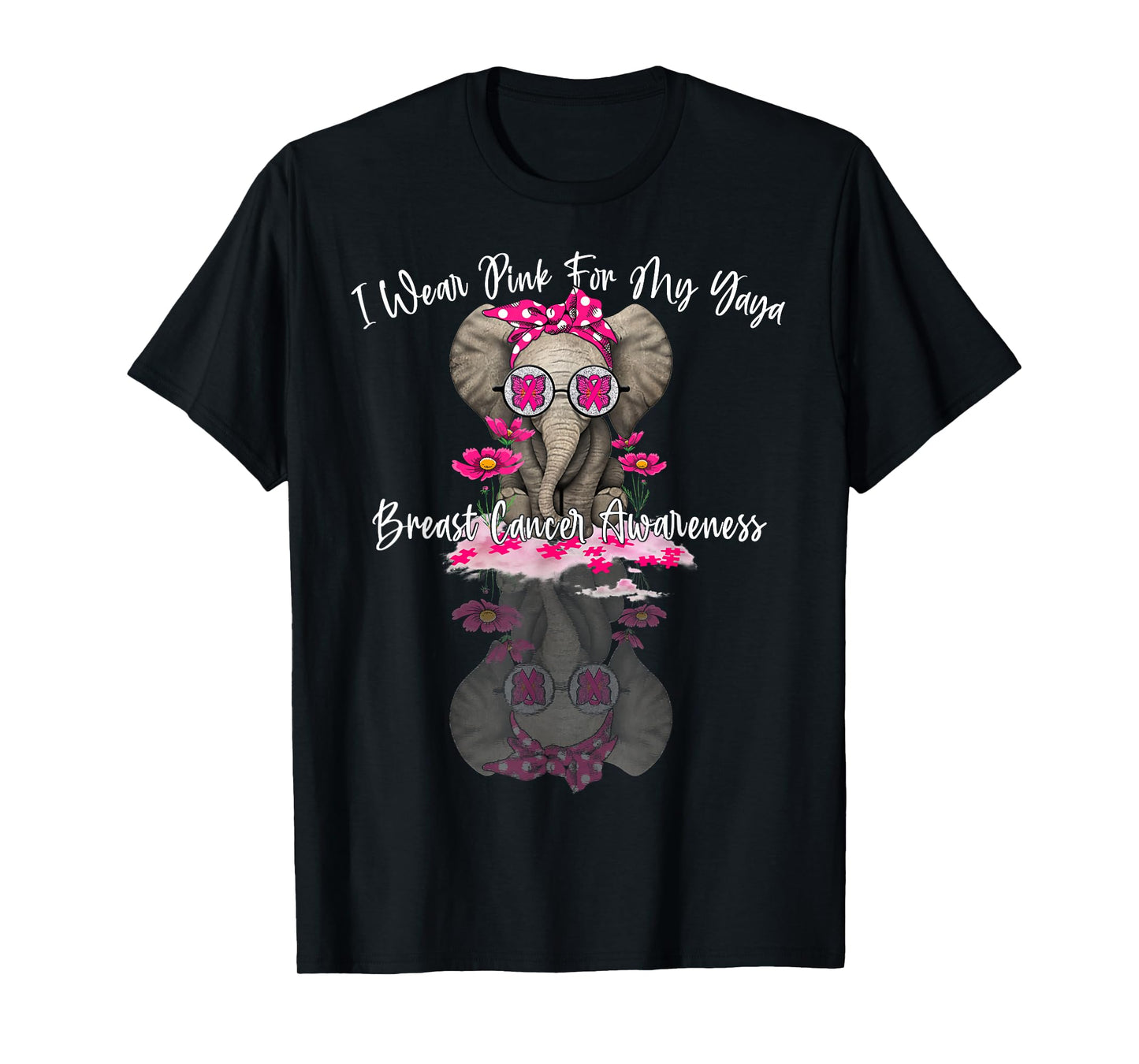mb I Wear Pink For My Yaya Elephant Breast Cancer T-Shirt