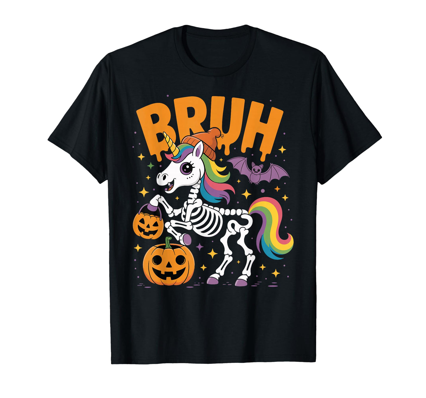 Bruh Skeleton Unicorn Halloween Costume T-Shirt
