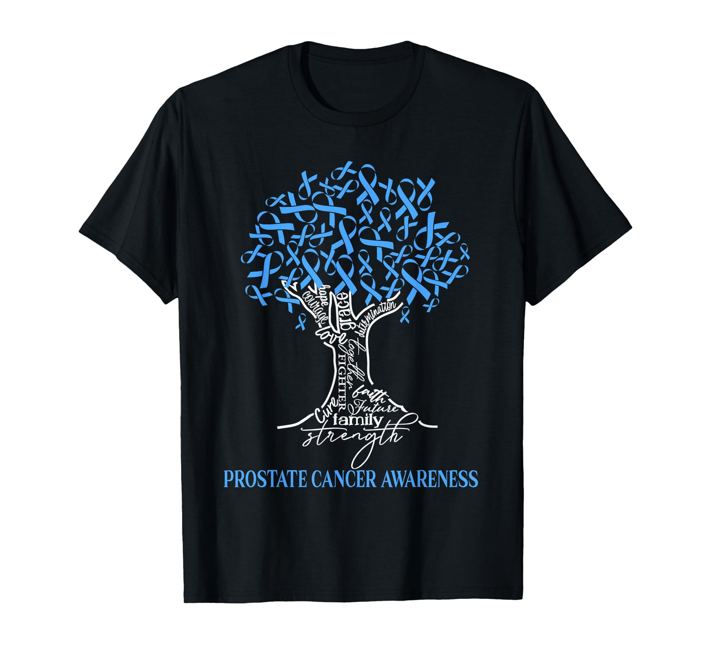 Prostate Cancer Awareness Tree Ribbon Blue T-Shirt