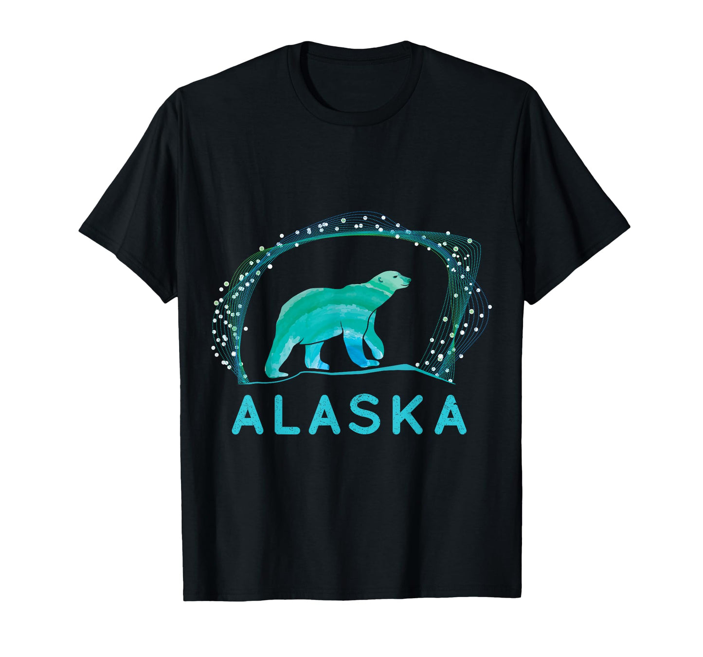 Alaska Ice Bear with Polar Lights and Stars T-Shirt