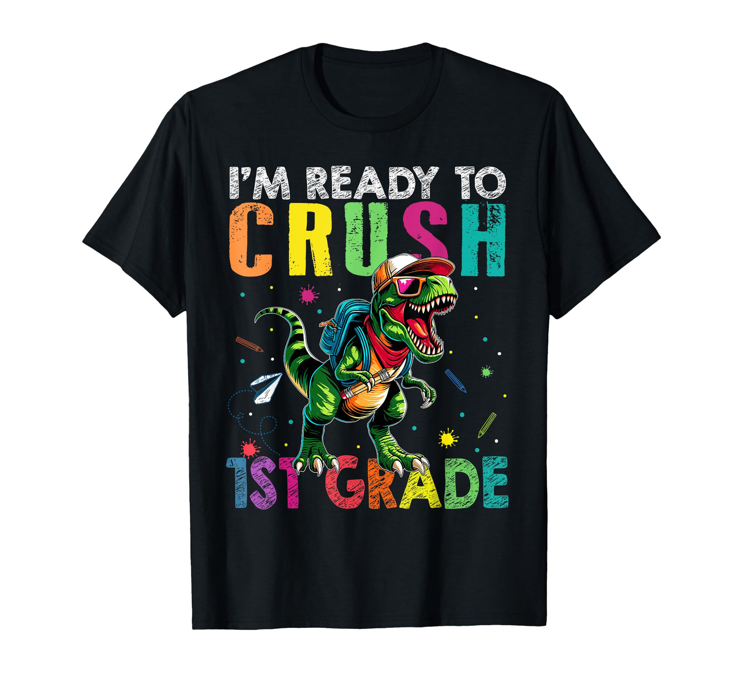 I'm Ready To Crush 1st Grade Back to School T Rex Kids Boys T-Shirt