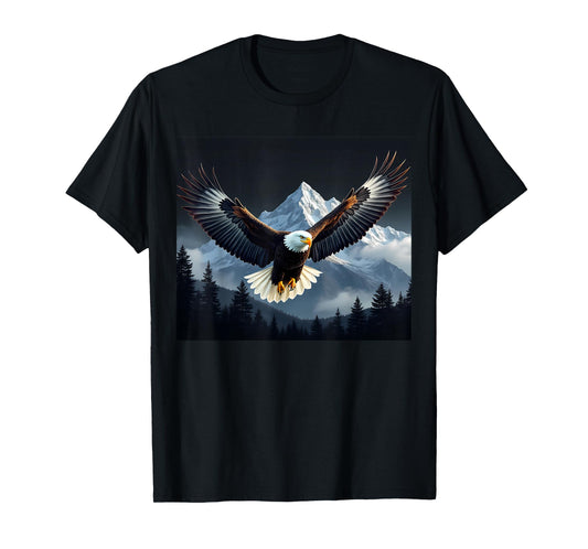 Bald Eagle Bird Mountains Forest Nature Cool Animal Graphic T-Shirt