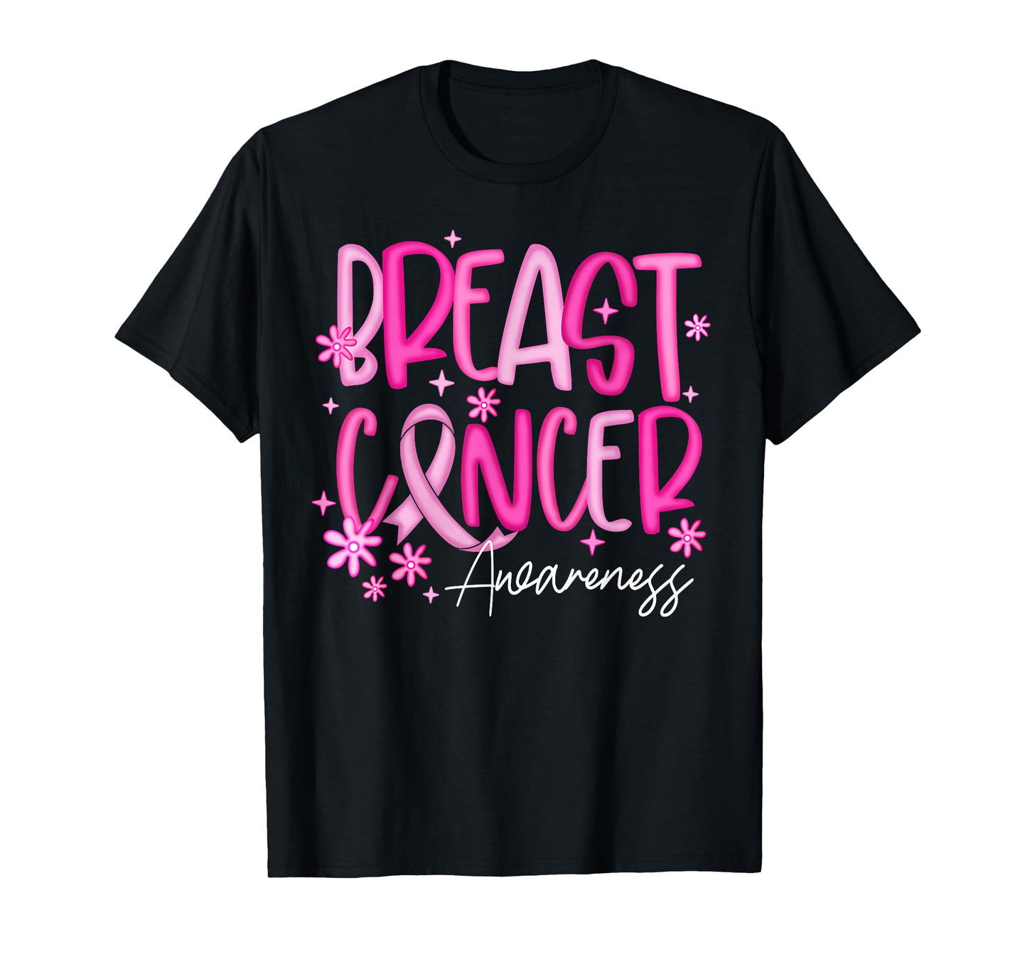 Breast Cancer Awareness Support Squad Flower Pink Ribbon T-Shirt