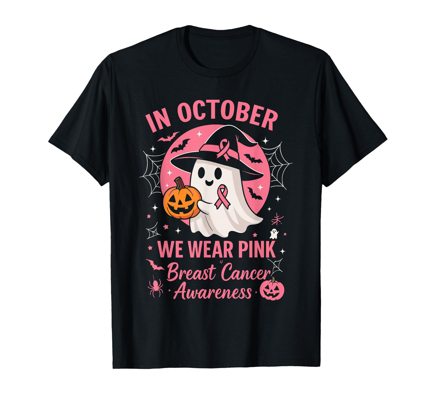 Breast Cancer Shirts Women Halloween in October We Wear Pink T-Shirt