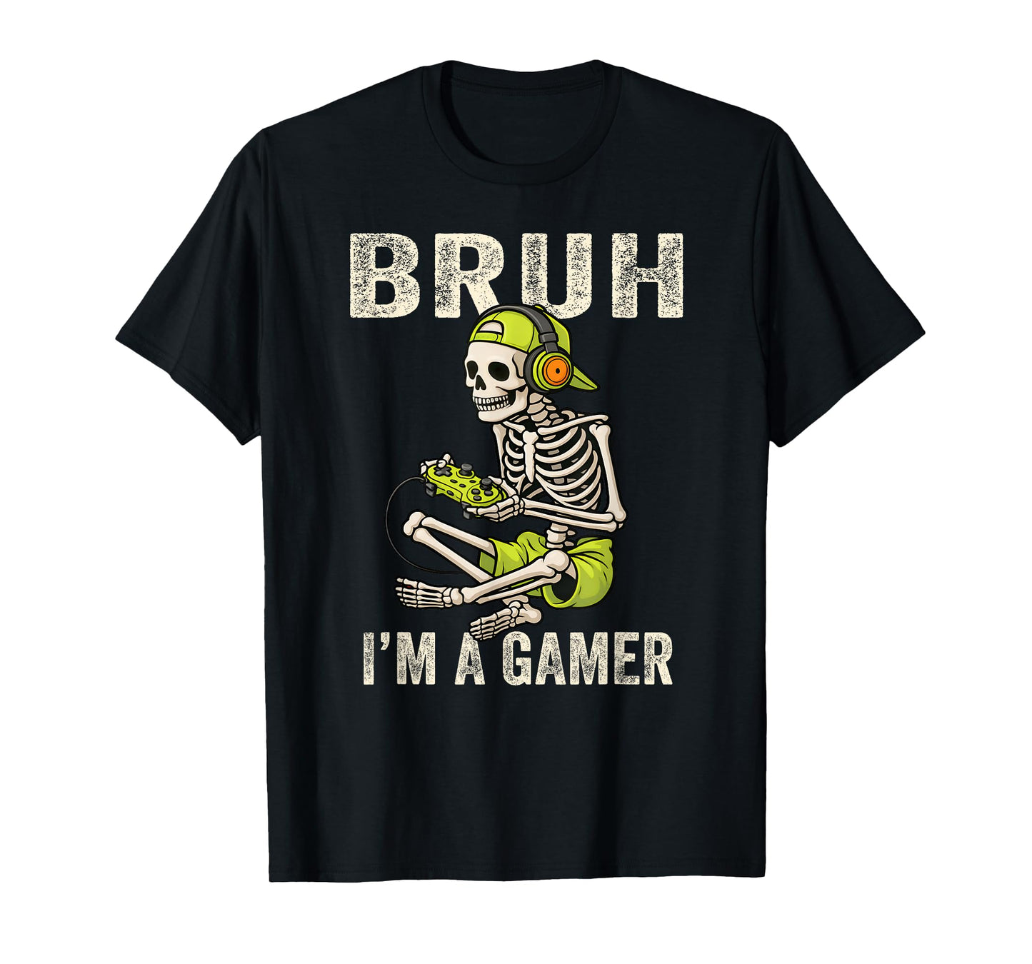 Skeleton Bruh I'm A Gamer Costume Funny Halloween T-Shirt