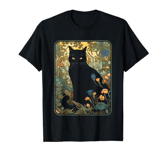 Cottagecore Aesthetic Cat Flowers Nature Garden Lover Women T-Shirt