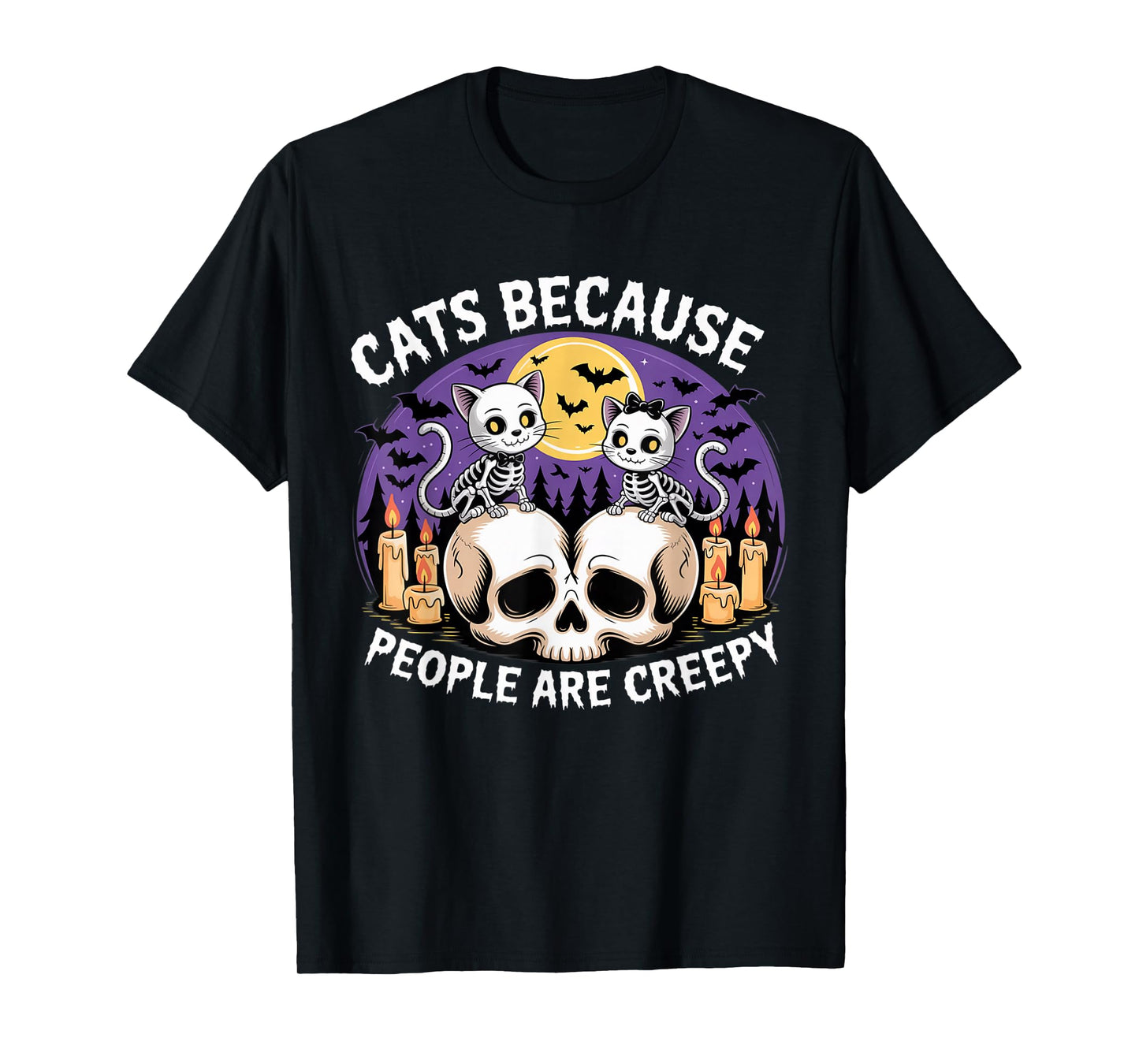 Cats Because People are Creepy Ghost Halloween Cat Mom Kids T-Shirt