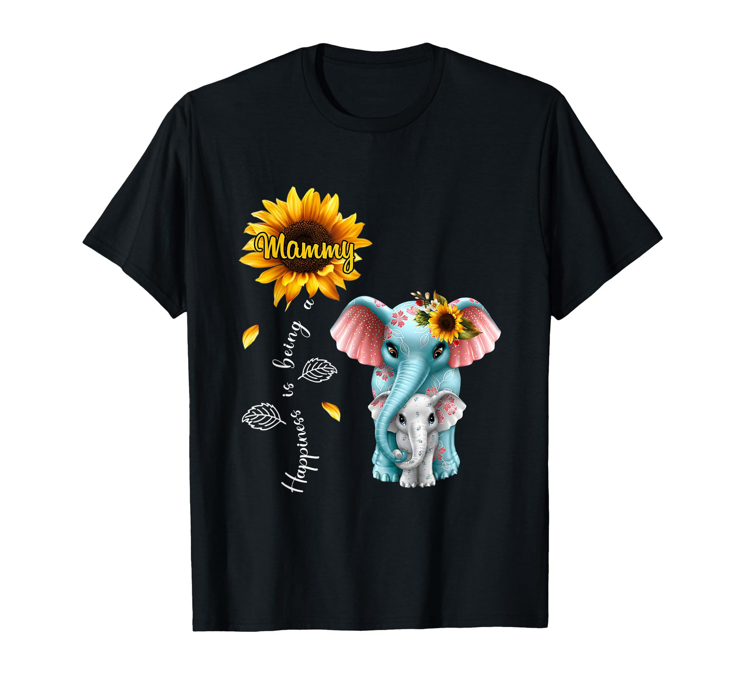 Elephant Sunflower Happiness is being mammy Christmas T-Shirt
