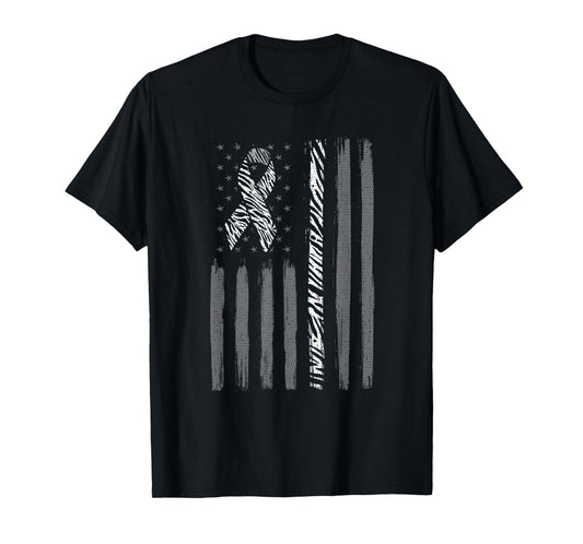 Zebra ribbon us flag carcinoid cancer awareness T-Shirt
