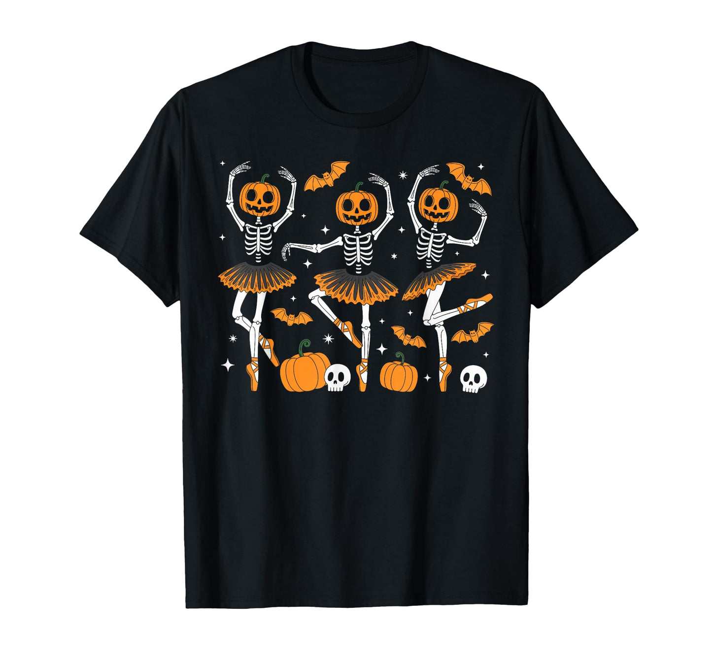 Ballet Pumpkin Skeleton Scary Halloween Men Women Boys Girl T-Shirt