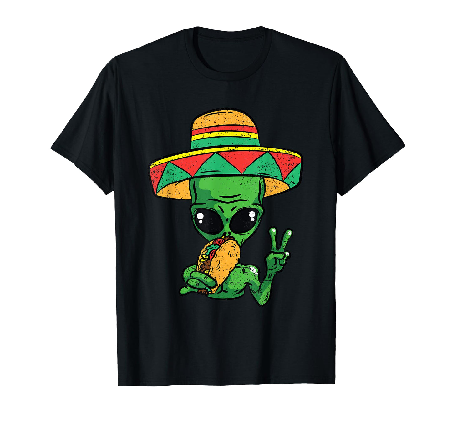 Alien Eating Taco Cinco De Mayo Sombrero Mexican Fiesta T-Shirt