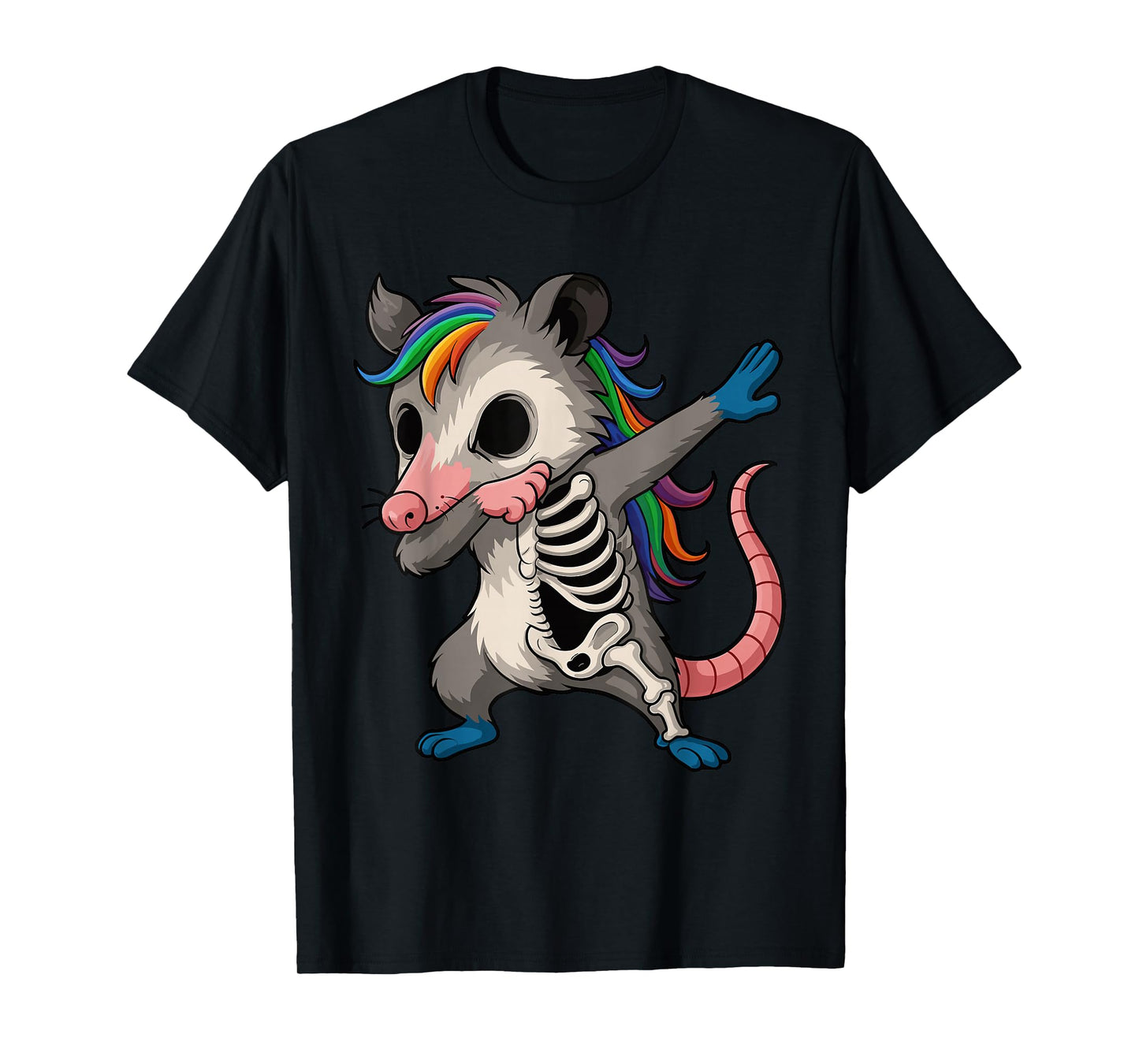 Halloween Dabbing Possum Rainbow Skeleton Kids T-Shirt