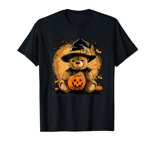 Halloween Pumpkin with funny Teddy Bear for Adults and Kids T-Shirt