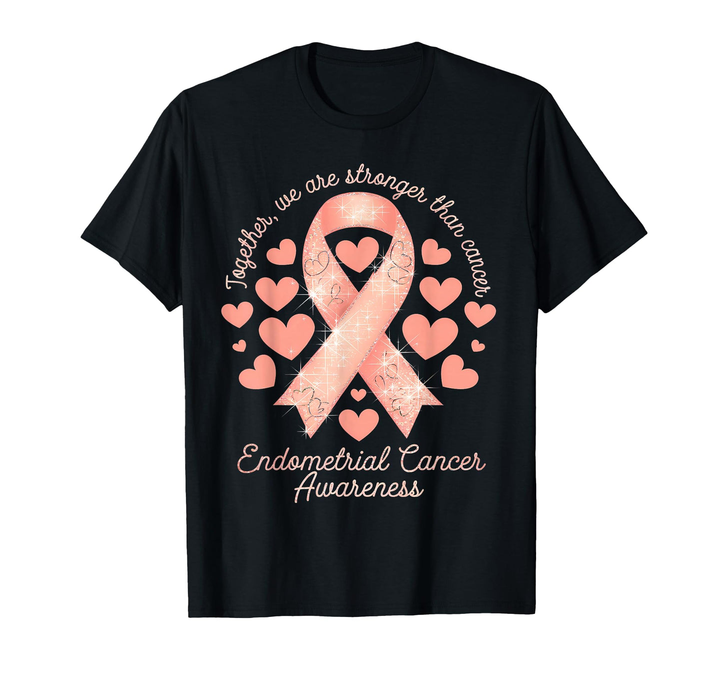 Endometrial Cancer Awareness Peach Ribbon T-Shirt