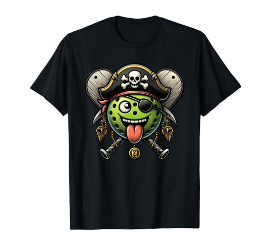 Pickleball Pirate Crossbones Halloween Mens Womens Kids T-Shirt