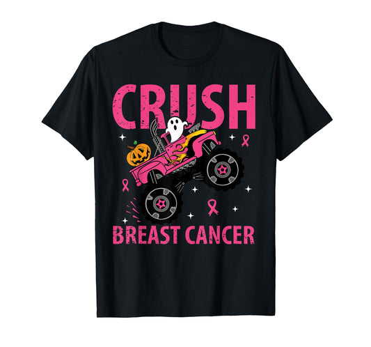 Crush Breast Cancer Awareness Monster Truck Halloween kids T-Shirt