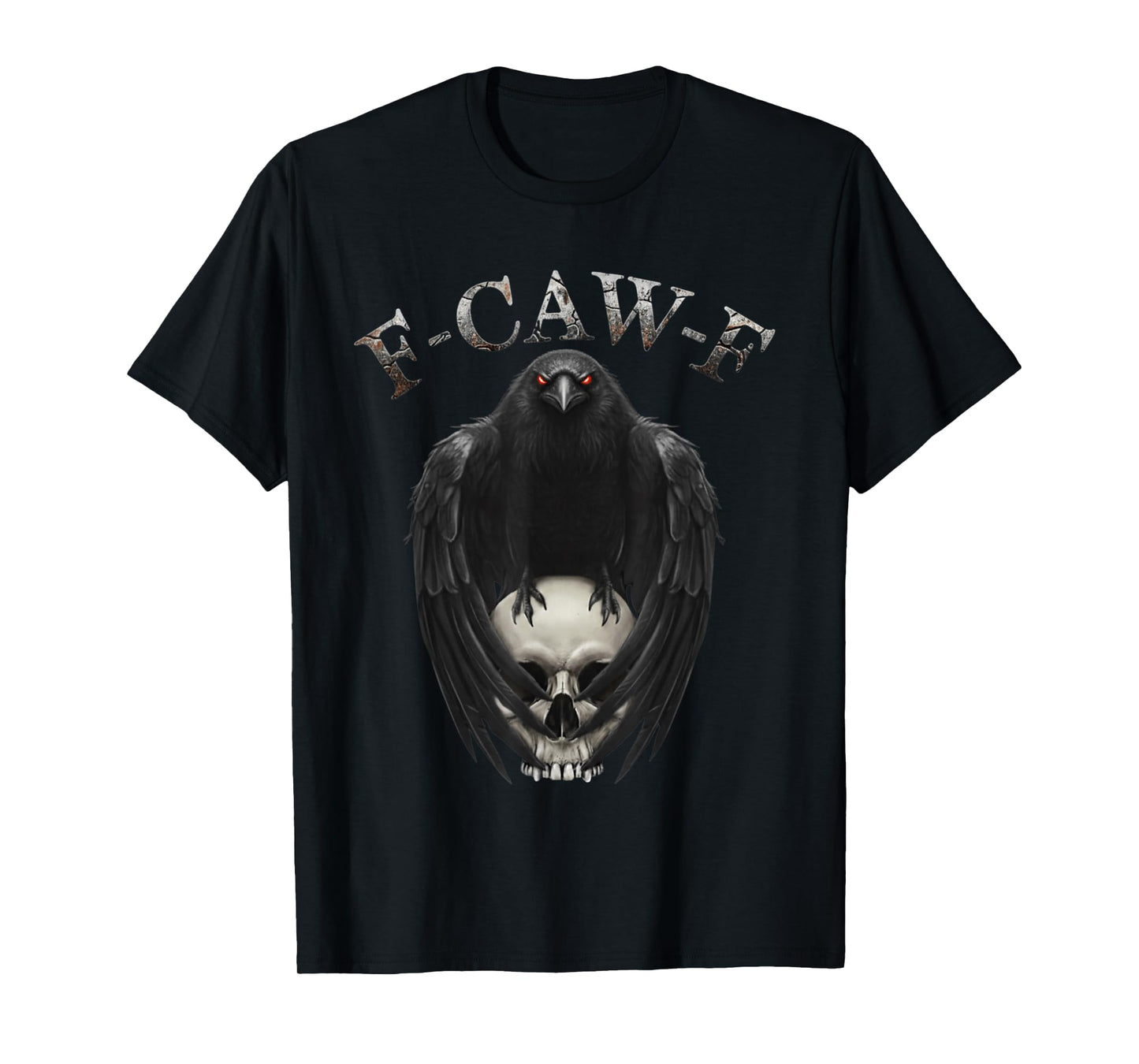 F-CAW-F Black Crow Skeleton Adult Humor Spooky Gothic Bird T-Shirt