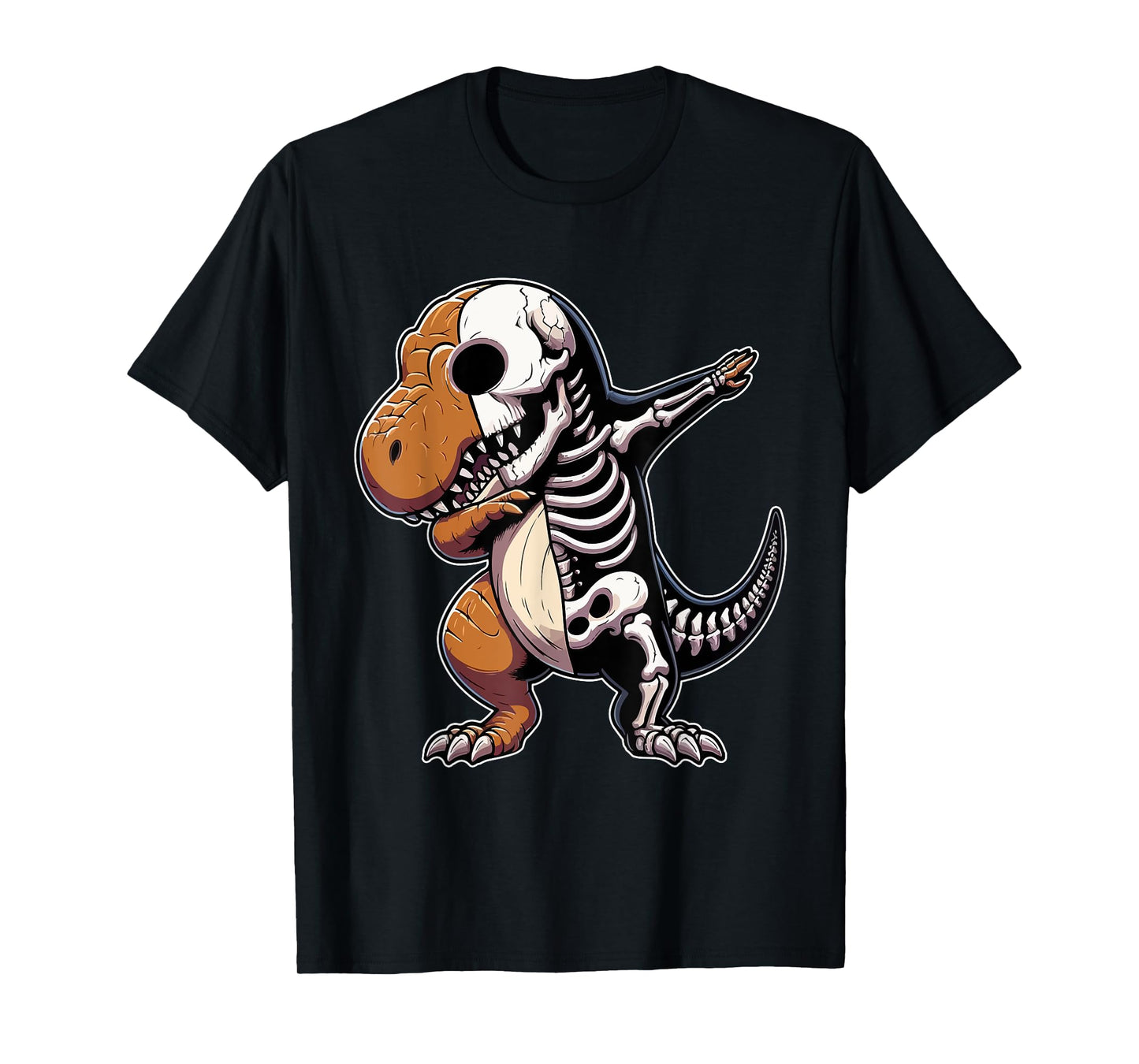 Dabbing T-Rex Half Skeleton Halloween Costume Lover Kids T-Shirt