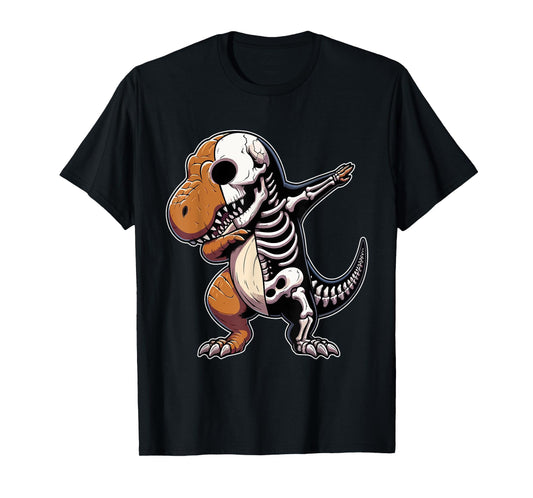 Dabbing T-Rex Half Skeleton Halloween Costume Lover Kids T-Shirt