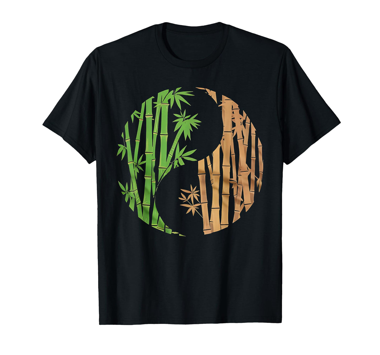 Yin Yang Bamboo Harmony Zen Symbol Yoga Graphic Women Men T-Shirt