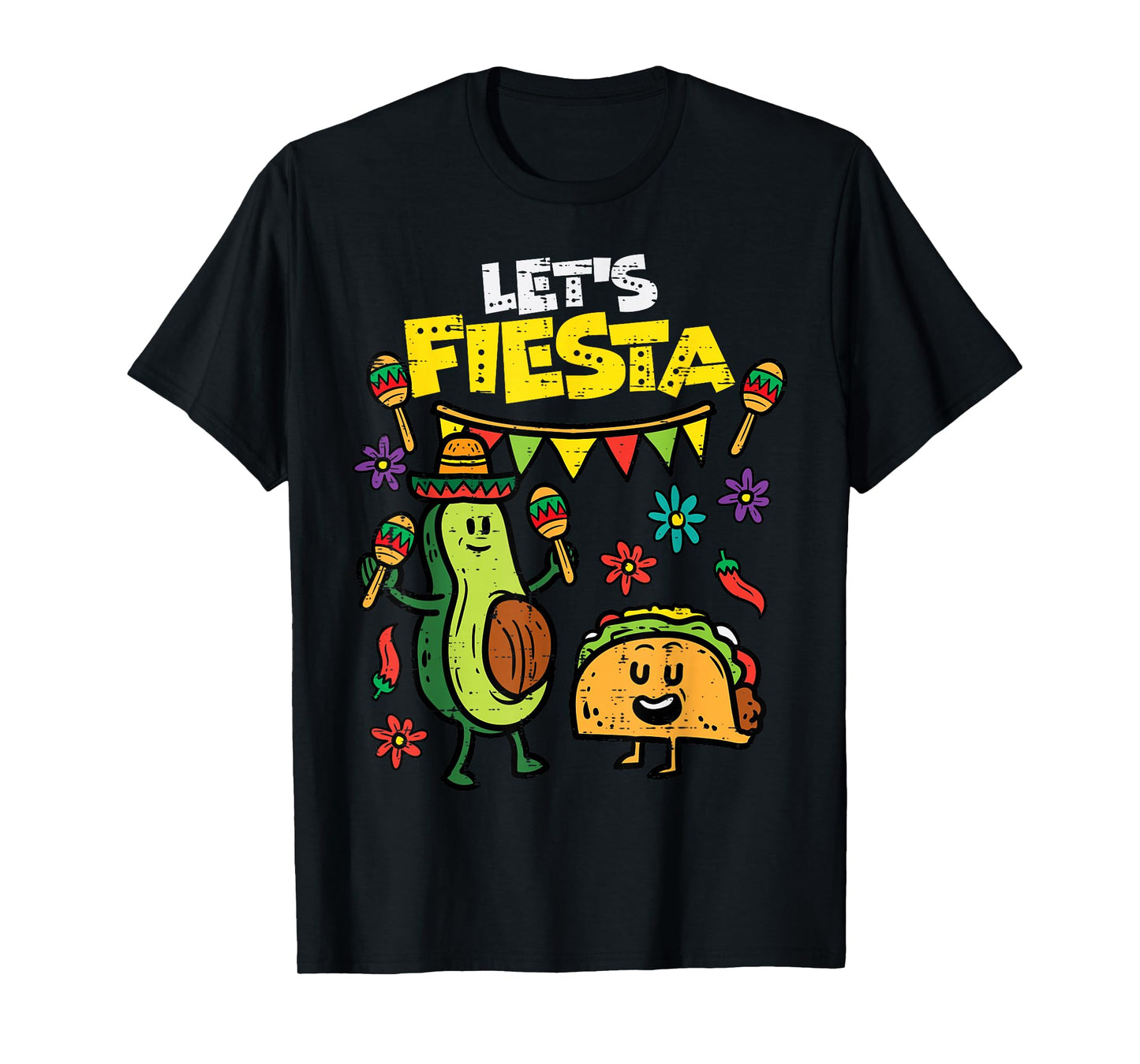 Lets Fiesta Taco Avocado Funny Cinco De Mayo Mexican Party T-Shirt