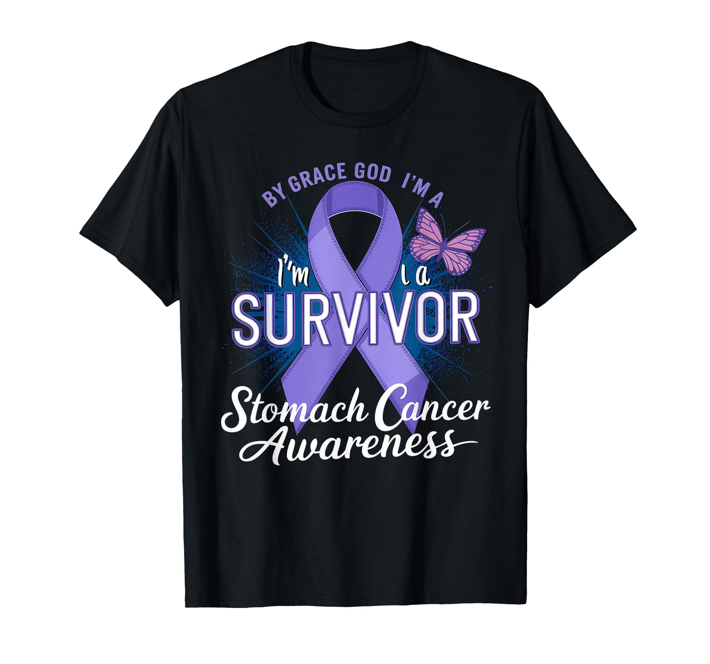 Stomach Cancer Awareness Periwinkle Ribbon I'm A Survivor T-Shirt