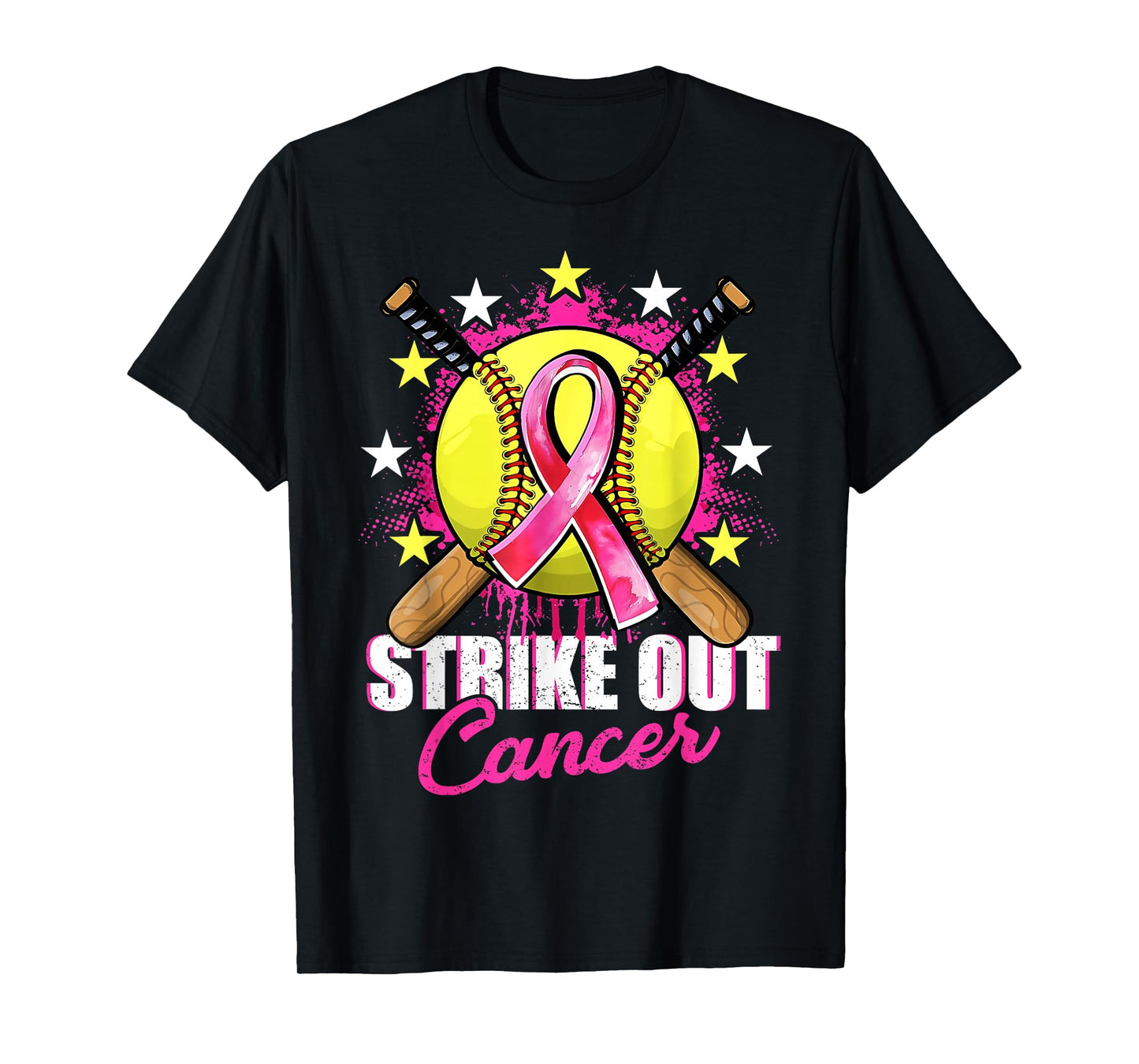 Strike Out Breast Cancer Warrior Softball Pink Ribbon Women T-Shirt