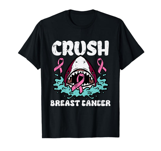 Kids Crush Pink Shark Breast Cancer Awareness Kids Toddler Boys T-Shirt