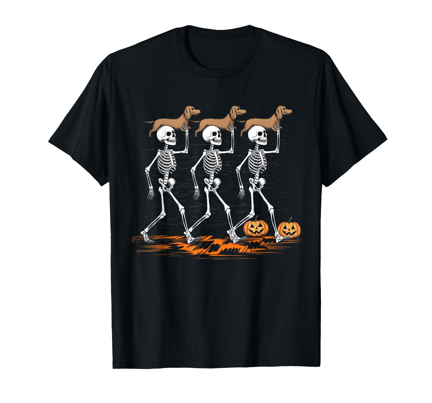 Funny Dancing Skeletons Dachshund Cute Halloween Men & Women T-Shirt