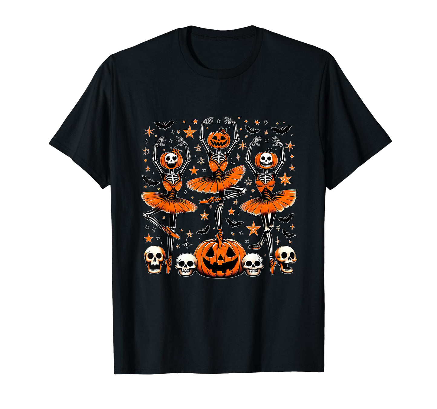 Ballet Pumpkin Skeleton Scary Halloween Men Women Boys Girl T-Shirt