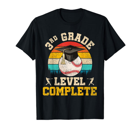 3rd Grade Level Complete Baseball Boy Last Day Of School T-Shirt